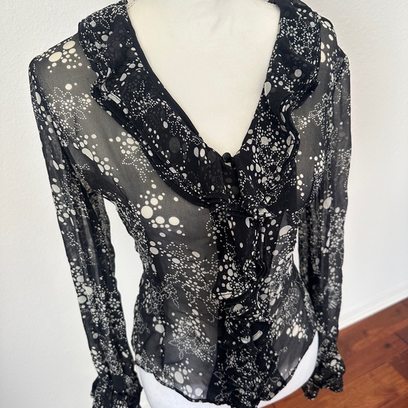 Anne Fontaine Black Sheer Blouse with Pattern - Picture 3 of 5